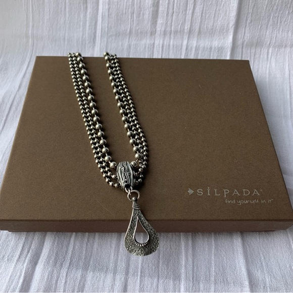 Silpada Silver 925 Necklace Retired 3-strand  16”-18” Stamped 926 w/logo - Picture 2 of 9
